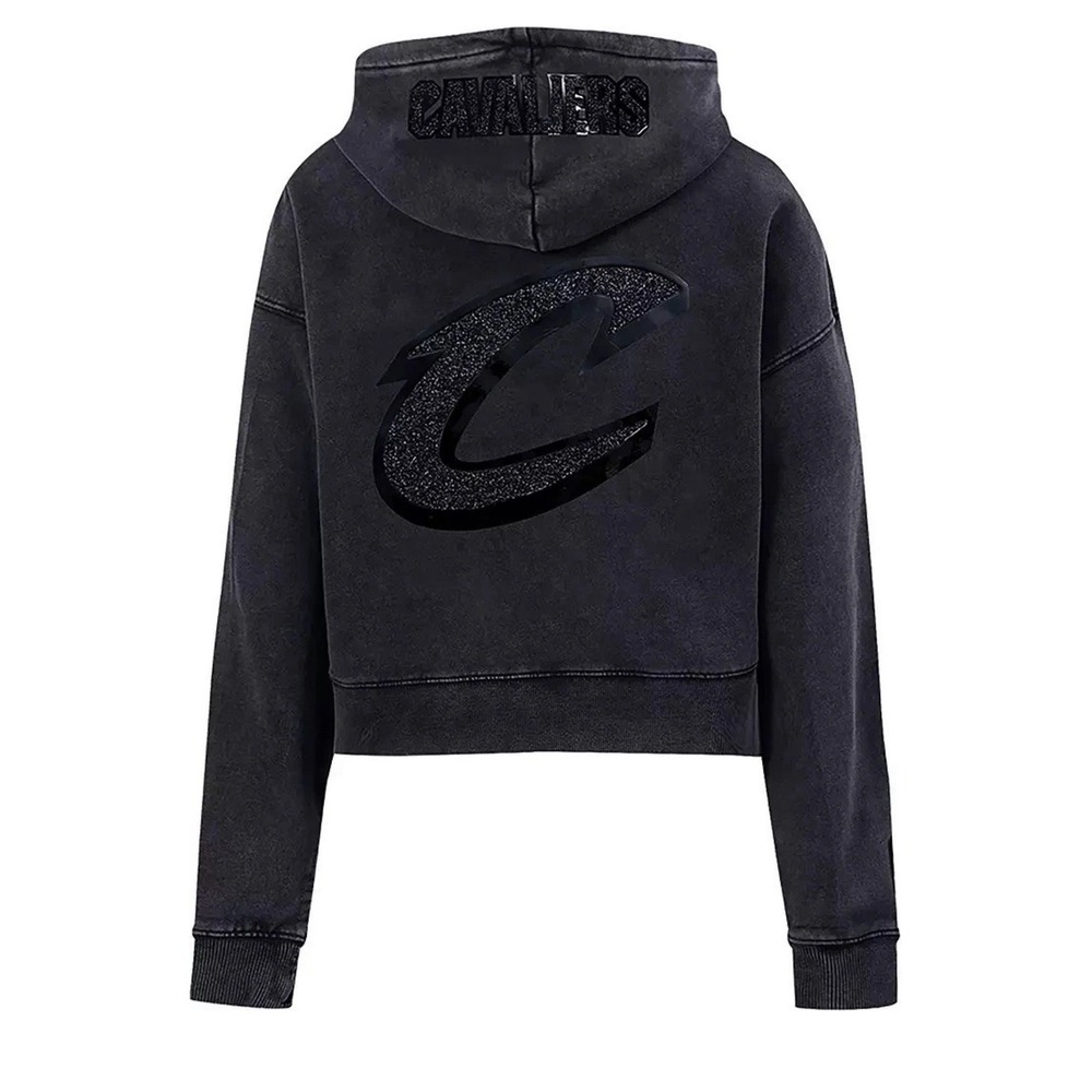 Pro Standard Women's L Black Hoodie Cleveland Cavaliers Crystalline Crop NWOT